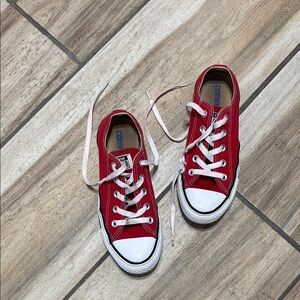 Converse Red and White Canvas Sneakers Low-Top Classic